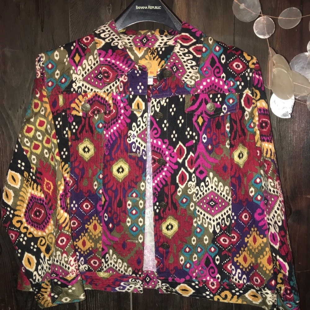 Ruby Rd. Multi Colored Cotton Jacket, size 12